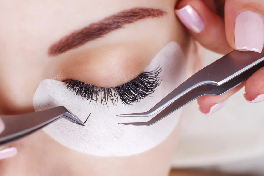 Eyelash extensions — precision application close-up